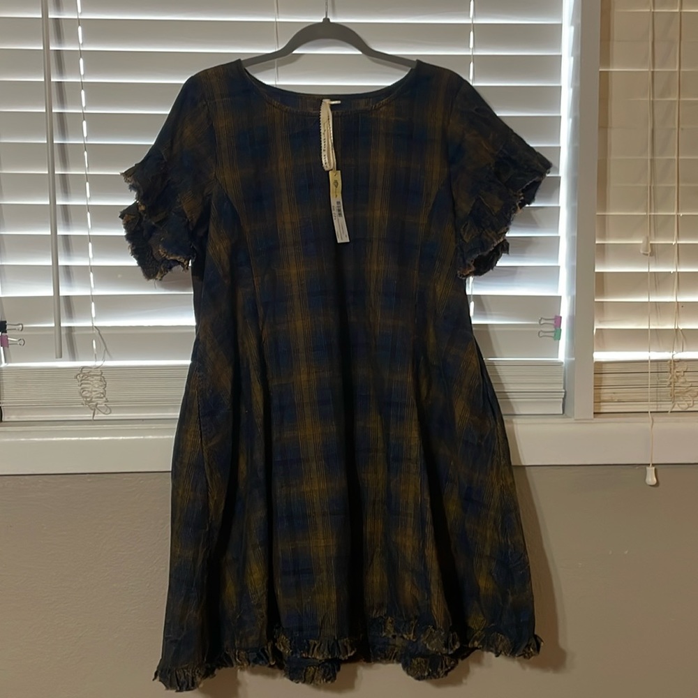 Flowy flannel dress with pockets